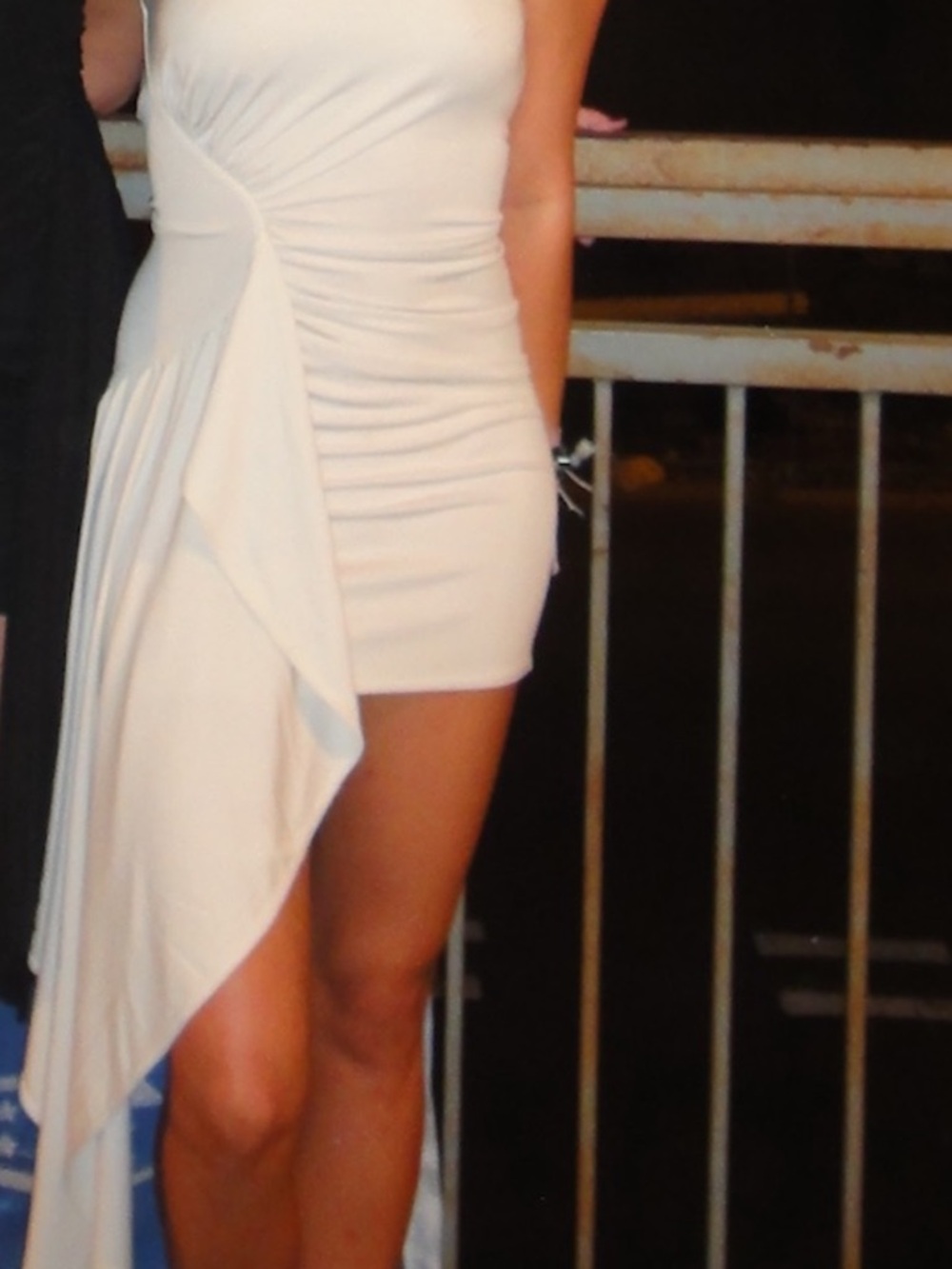 Women’s White Asymmetric Ruched Mini Dress